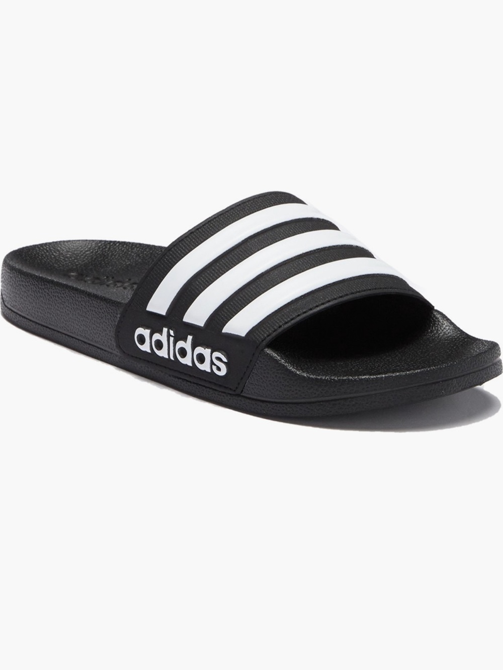 adidas Black and White Kids' Slide Sandals with Three Stripes